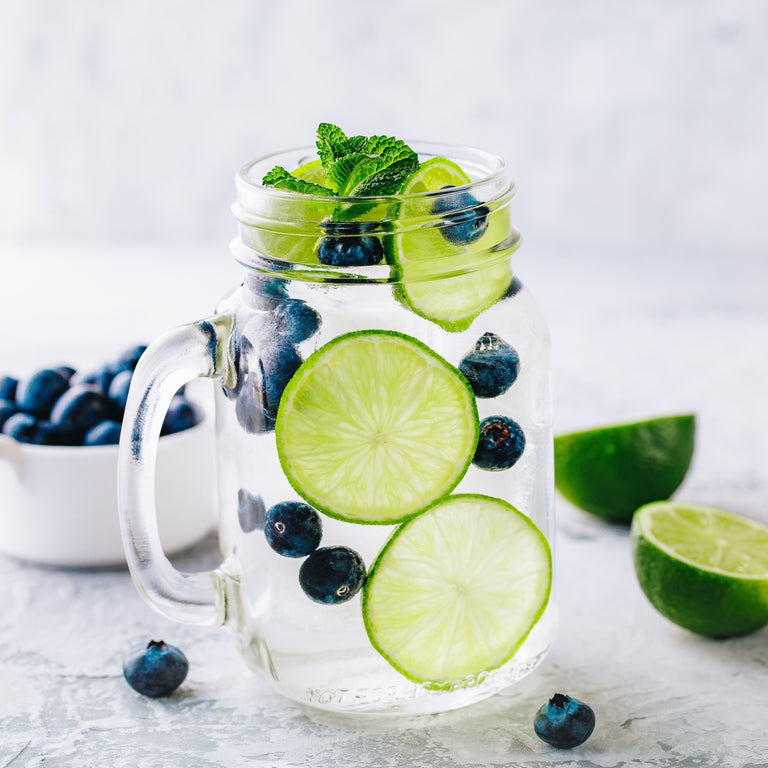 Blueberry Lime Mint Infused Water with Brio Purified Water